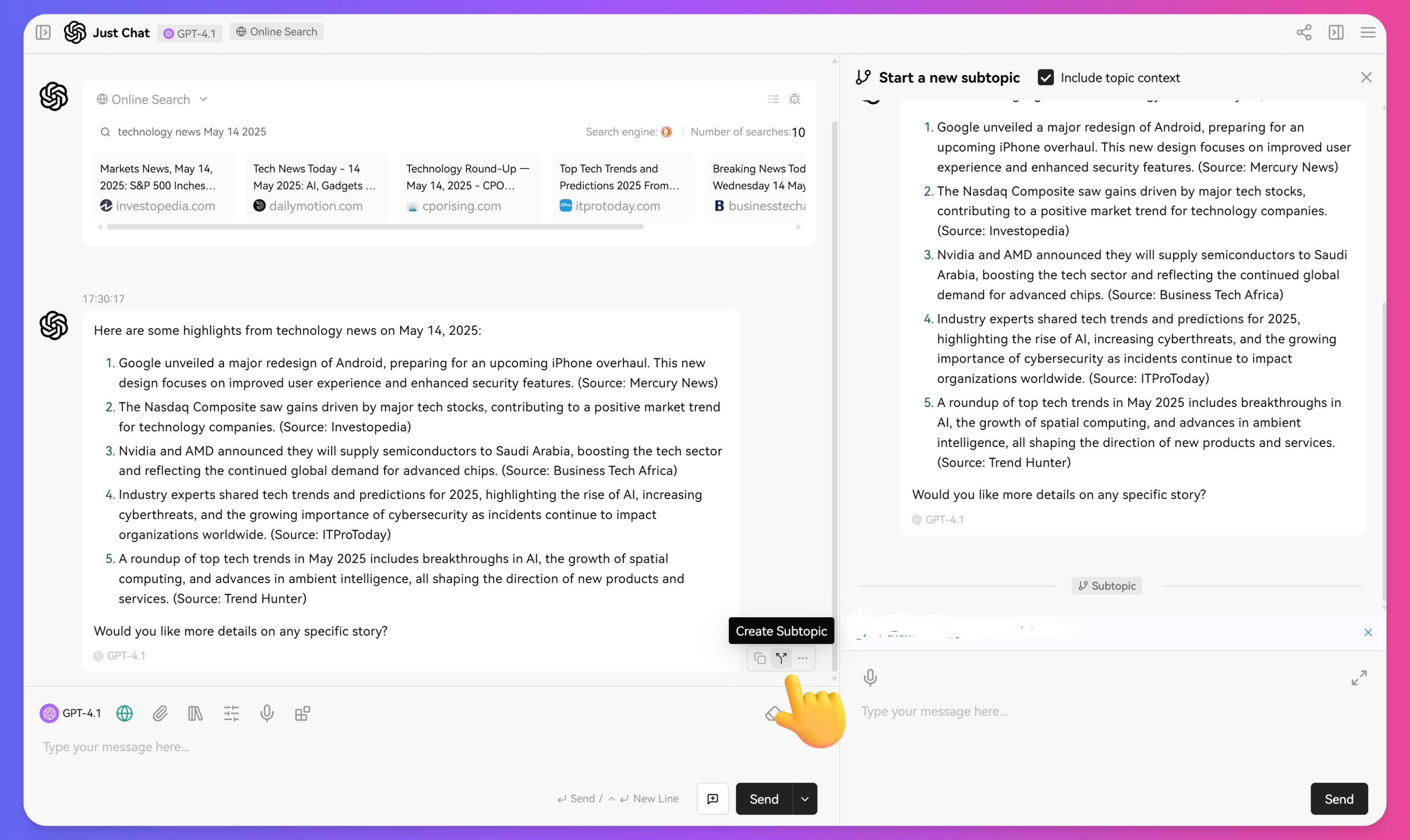 AI Chat Subtopic