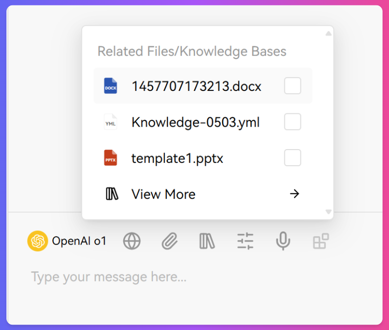Tinychat Knowledge Base Selection