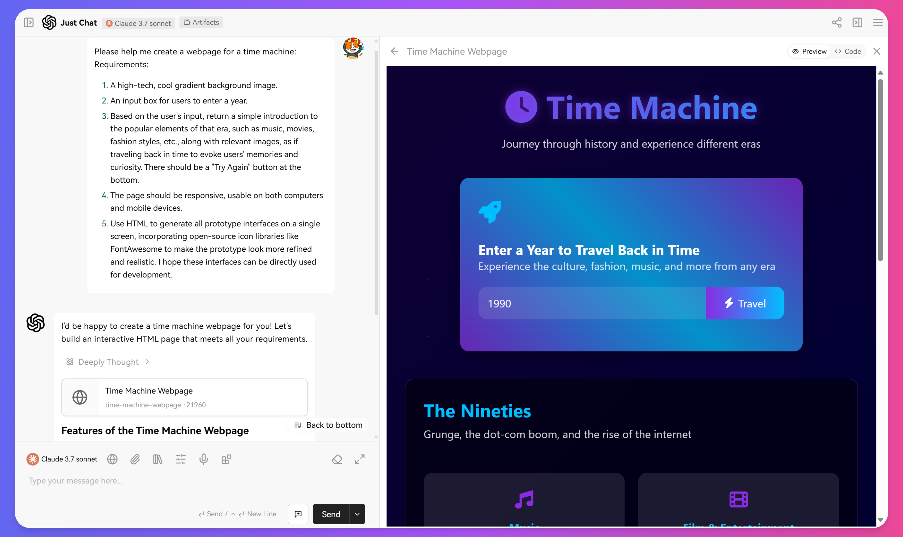 Tinychat-Artifacts Plugin