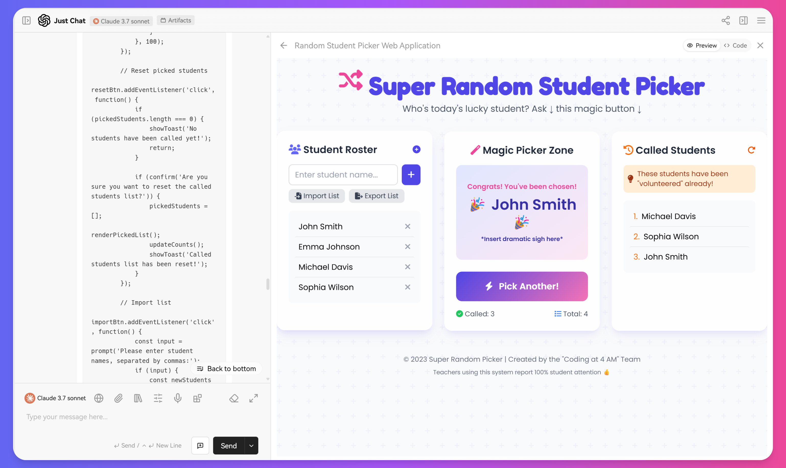 Tinychat Artifacts Plugin